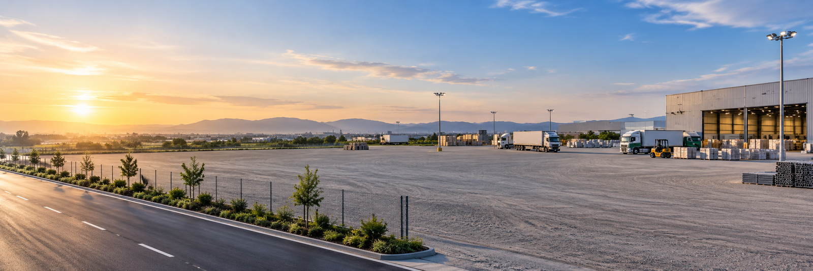 Large open industrial plot prepared for lease and logistics use